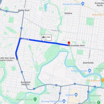 Distance of Little Stars Early Education Centre from Essendon west