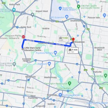 Distance of Little Stars Early Education Centre from Essendon