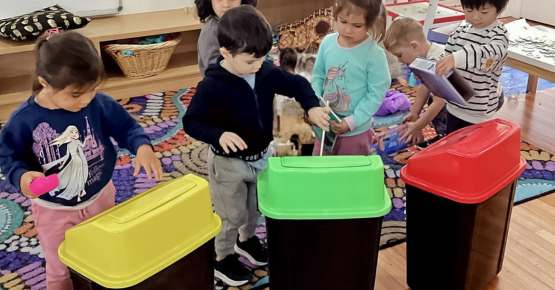 kids learning about bins